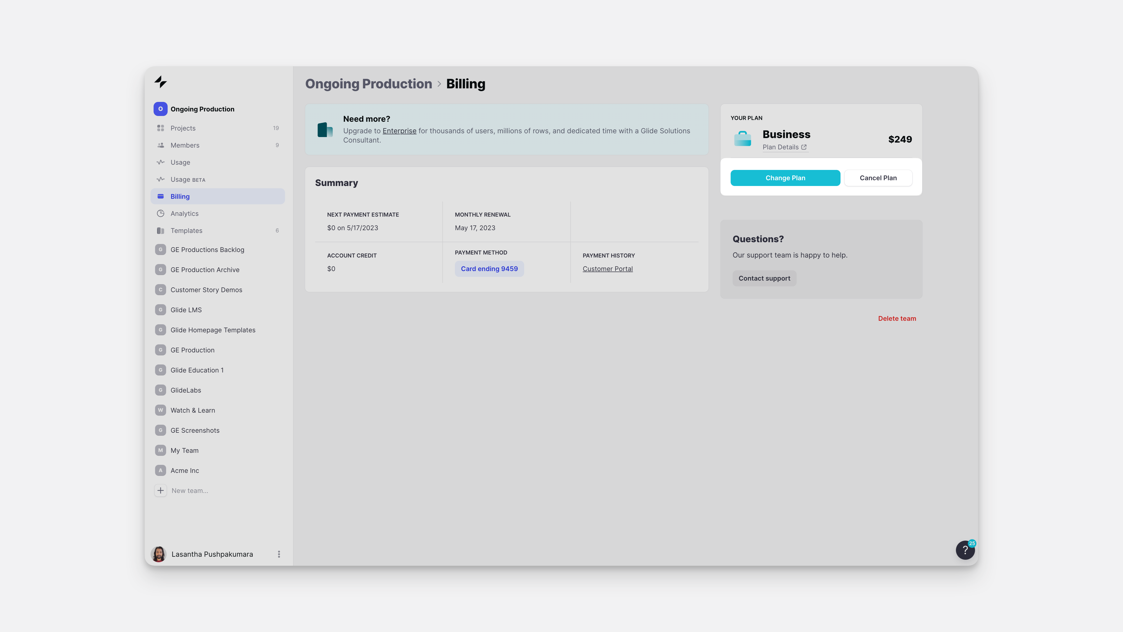 Changing/canceling the plan
